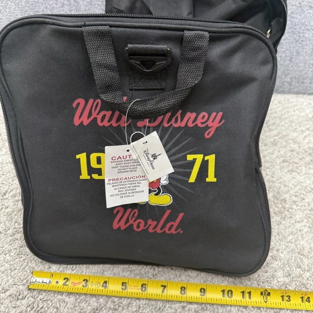 Walt Disney World 1971 Mickey Mouse Black Duffel Bag Gym Tote Collapsible